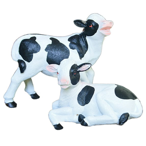Gwong 1Pcs Garden Decoration Cute Decorative Resin Farm Cute Vintage Animal Cow Figurine Ornament Home Decor