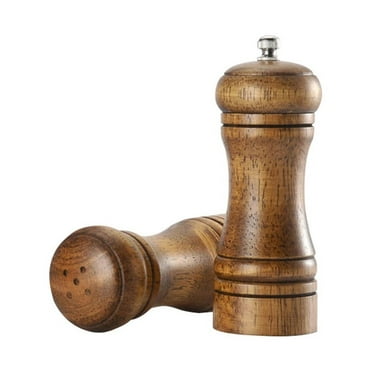 Gwong 2Pcs/Set Wooden Salt Bottle Spice Jar Manual Pepper Mill Grinder Kitchen Tool(5 inch)