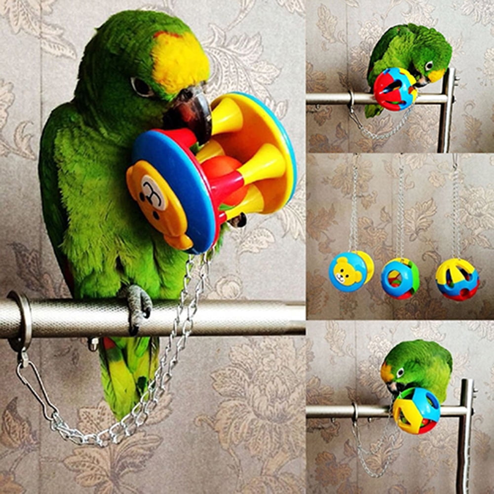 Gwong Cute Pet Bird Plastic Chew Ball Chain Cage Toy for Parrot