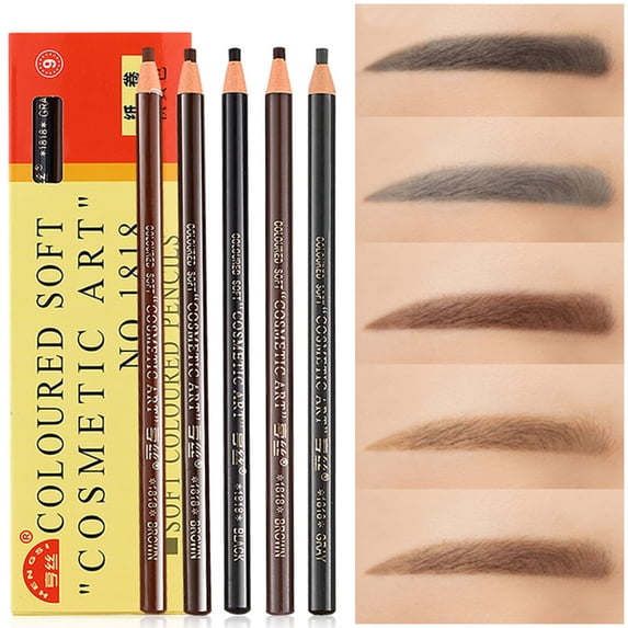Sijiali Eyebrow Pencil Soft Texture Smudge-proof 5 Colors Eye Brown Makeup Pen for Students
