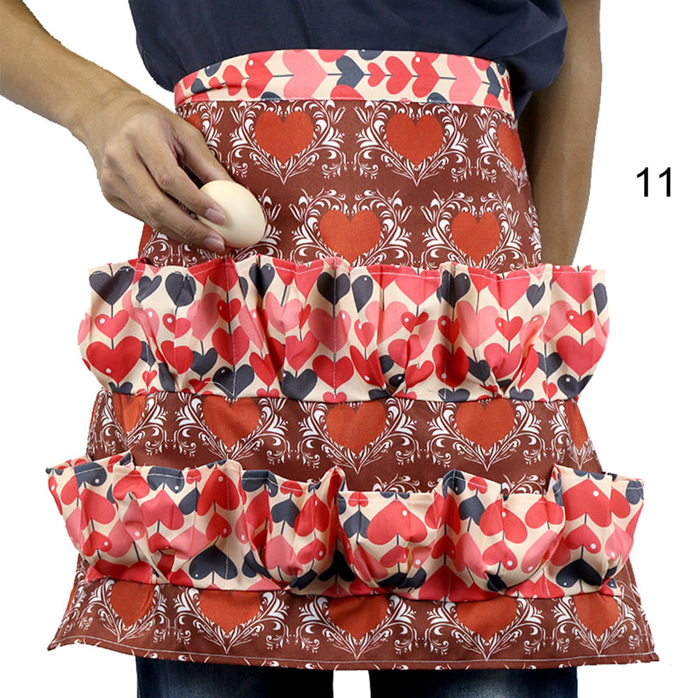Gwong Kitchen Farm Hen Print Two-row Chicken Egg Collecting Gathering Apron  Pocket(Type 12#) 