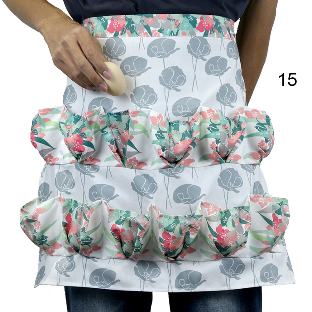Gwong Kitchen Farm Hen Print Two-row Chicken Egg Collecting Gathering Apron  Pocket(Type 15#) 