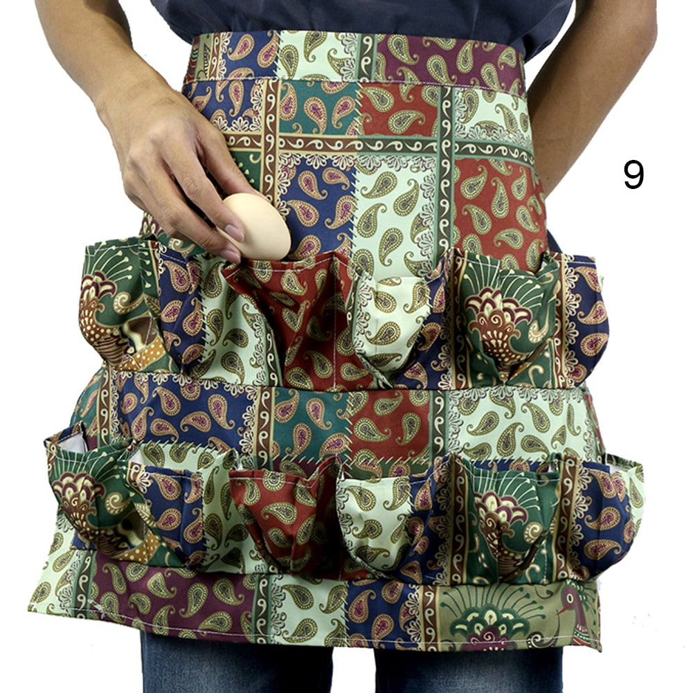 Gwong Kitchen Farm Hen Print Two-row Chicken Egg Collecting Gathering Apron  Pocket(Type 8#) 