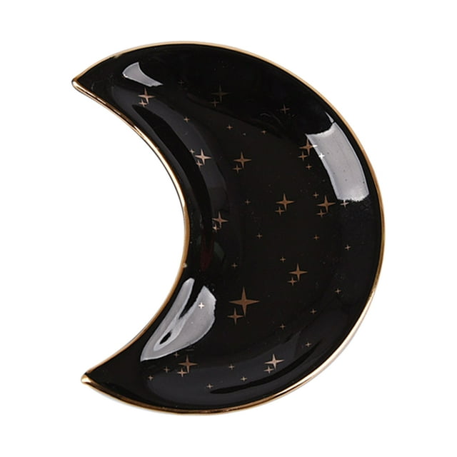 Gwong Moon Shape Decorative Jewelry Dish Ceramic Engagement Rings Trinket Dish Wedding Decor