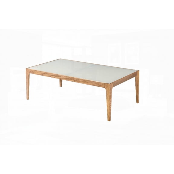 Gwynn's Coffee Table Boasting Natural Wood & Frosted Glass