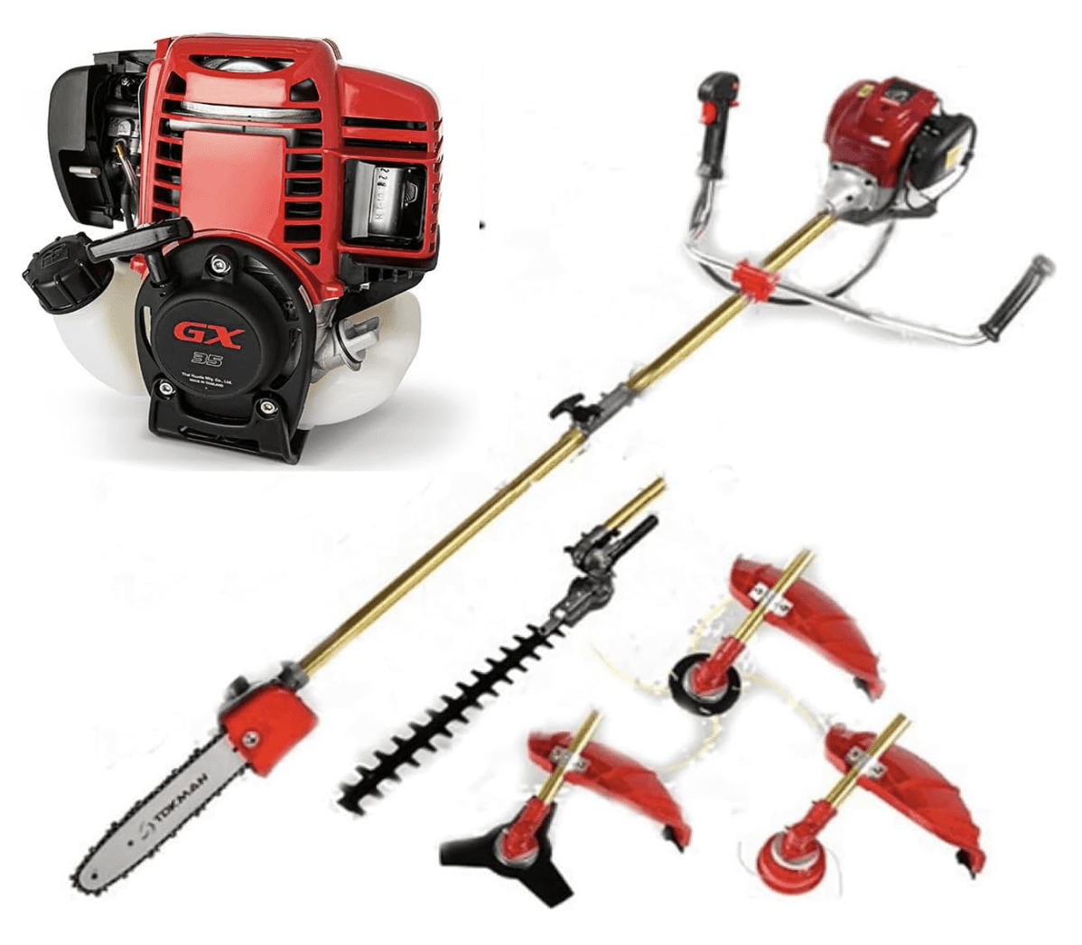 Gx35 brush cutter 5 in 1 gas 4 cycle weed eater string trimmer lawn mower