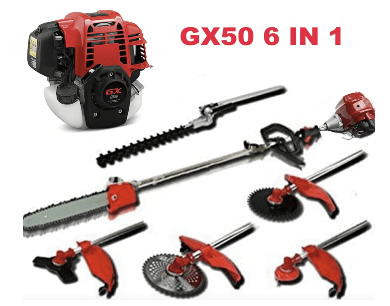 Gx50 Brush Cutter 6 in 1 String Hedge Trimmer Petrol Engine Pole Saw Garden Tool