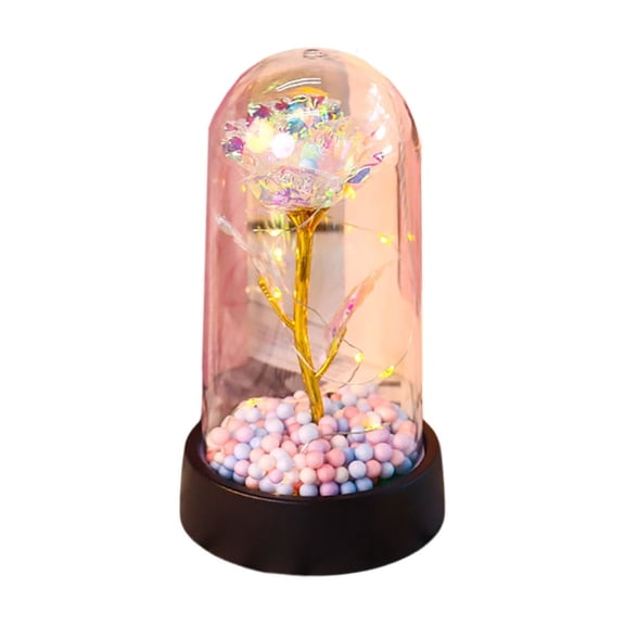 Gxdcog Eternal Rose Decor Plastic Rose in Glass Dome Valentines Day Gifts Mom Day Gifts