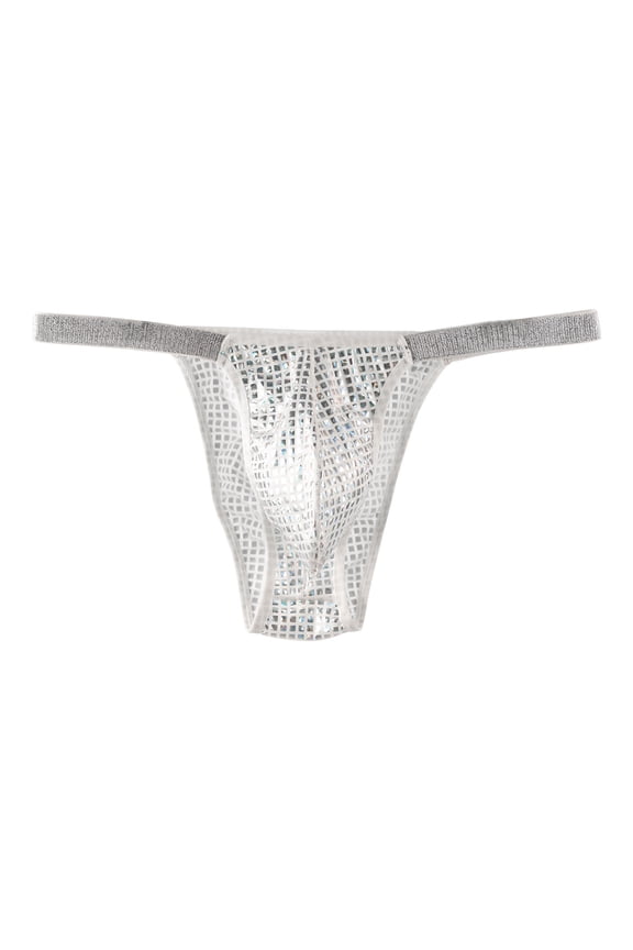 Men's Shiny Metallic Micro Enhance Pouch Panties Underwear Low Rise T-Back Thongs G-string Bikini for Date night, Valentine's Day, Anniversary
