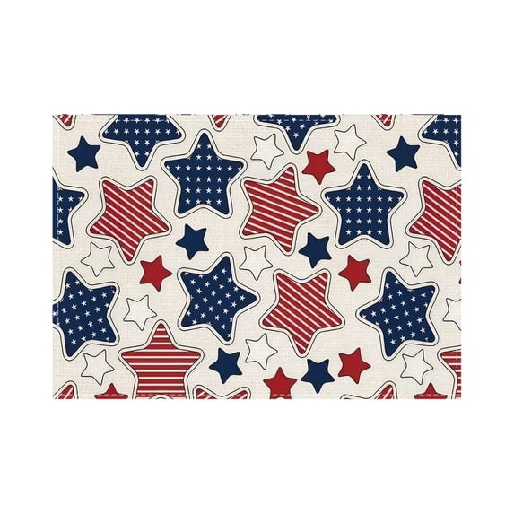 Gxdcog Placemat for 4th Of July Veterans Day Five-Pointed Star Pattern Table Mat Home Patriotic Table Decoration