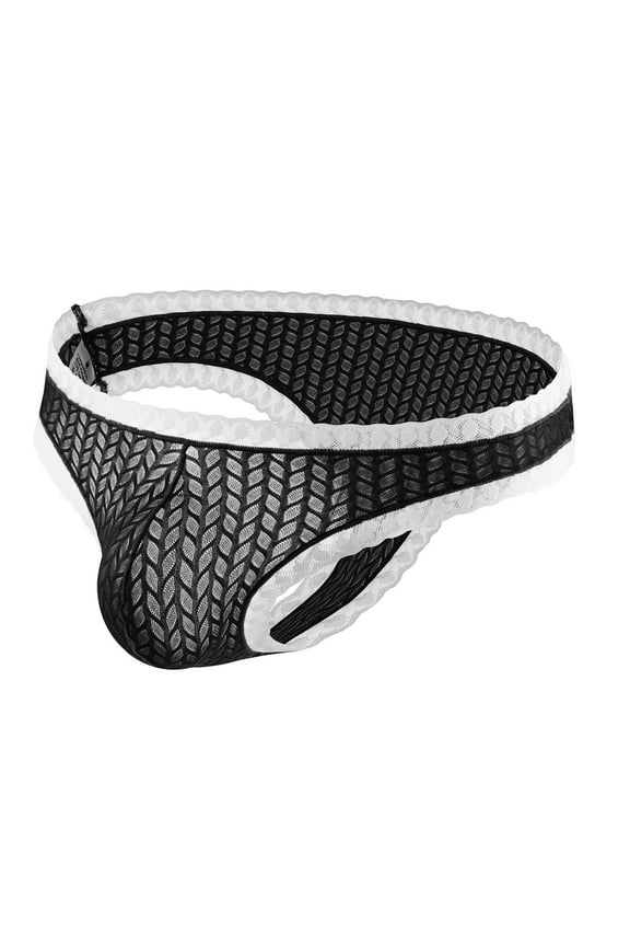 Sexy Men's Bikini Briefs, Lace Trim Underpants Mesh Jacquard Bikini Mesh Panties Low Rise Jockstrap Underwear Lingerie Night Anniversary or Holiday Gift for Men