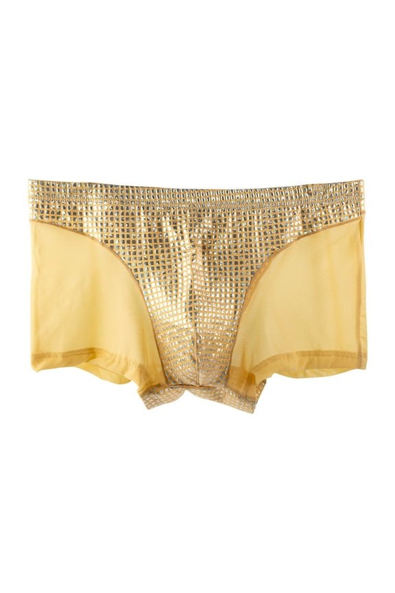 Underwear for Men, Men's Shiny Metallic Panties Semi-Transparent Boxer Shorts Breathable Mesh Low Waist Underpants Lingerie night or Wwimming