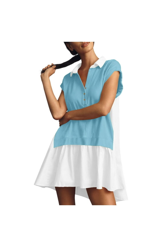 Women Golf Tennis Dress Short Sleeve Activewear Workout Athletic Pleated Dresses Sports Wear