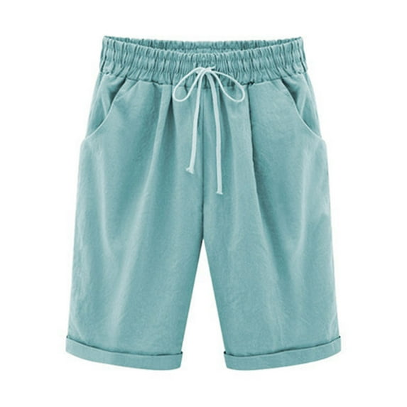 Gxdcog Women's Bermuda Long Shorts with Pockets Casual Sweat Shorts Jersey Knee Length Shorts for Summer