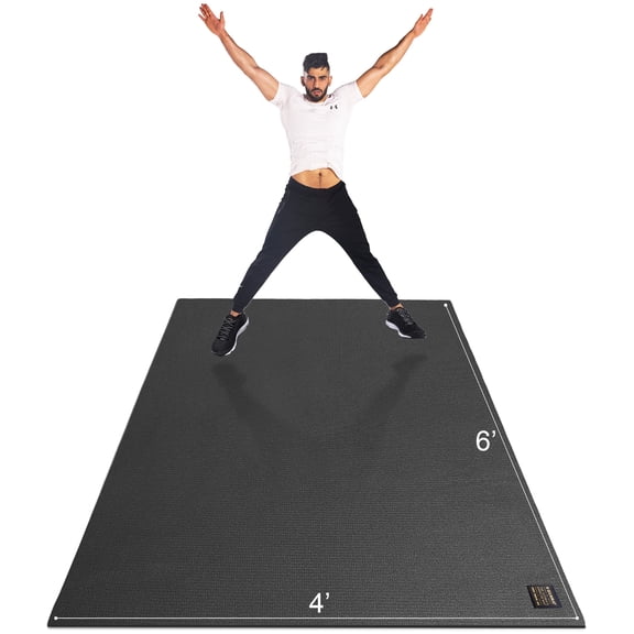 Gxmmat Large Exercise Mat 6'x4'x7mm, Thick Workout Mats for Home Gym Flooring, Extra Wide Non-Slip Durable Cardio Mat, High Density, Shoe Friendly, Perfect for Plyo, MMA, Jump Rope, Stretch, Fitness