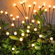 Gxrteck Christmas Lights, 2 Pack Solar Garden Lights, 6 LED Solar Firefly Lights Outdoor Waterproof High Flexibility Swaying Lights for Pathway Yard Walkway Patio Christmas Decoration, Warm White
