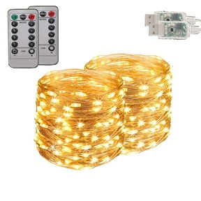 Gxrteck Christmas Lights, 33FT 100 LED Copper Wire Fairy String Lights - 8 Modes USB Powered with Remote Control Indoor Christmas Decoration, 2 Pack