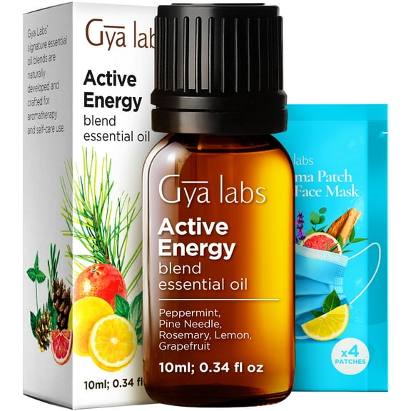 Gya Labs Active Energy Essential Oil Blend - Natural, Relaxation, Rejuvenating & Refreshing (0.34 fl oz)