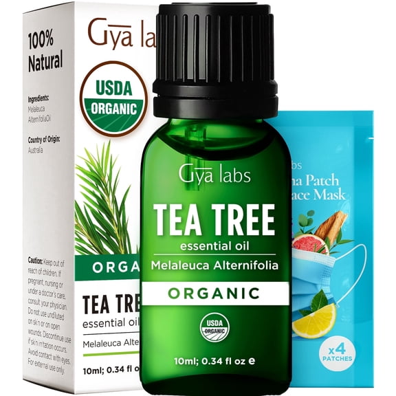 Gya Labs Organic Australian Tea Tree Essential Oil for Skin - (0.34 fl oz) - Natural Tea Tree Oil for Hair & Face, Toenails, Scalp & Piercings