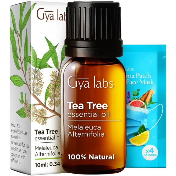Gya Labs Australian Tea Tree Oil for Skin, Hair, Face & Toenails - Natural Melaleuca Tea Tree Essential Oil for Piercings, Scalp & Hair - 0.34 Fl Oz