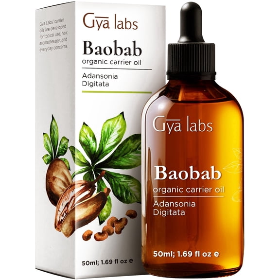 Gya Labs Baobab Carrier Oil - 1.7 fl oz - for Hair, Skin, Face, Scalp & Body Massage