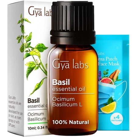 Gya Labs Basil Essential Oil - 0.34 fl oz - for Hair, Skin, Diffuser, Aromatherapy & DIY Candle Making Scent