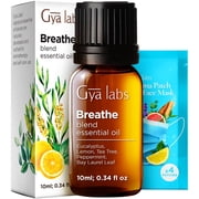 Gya Labs Breathe Essential Oil Blends - Breathe Easy Essential Oils from Eucalyptus, Peppermint and More for Humidifier Cleaner 0.34 Fl Oz