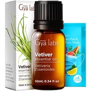 Gya Labs Calming Vetiver Essential Oil for Diffuser & Aromatherapy, Premium Vetiver Oil for Body Comfort, Massage, Soaps & Candles Making - 0.34 fl oz