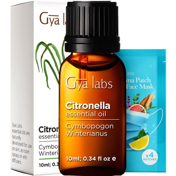 Gya Labs Citronella Essential Oil - 0.34 Fl Oz - Citronella Oil for Skin, Diffuser, Candle Making Scent DIY & Aromatherapy - Outdoor & Indoor Use