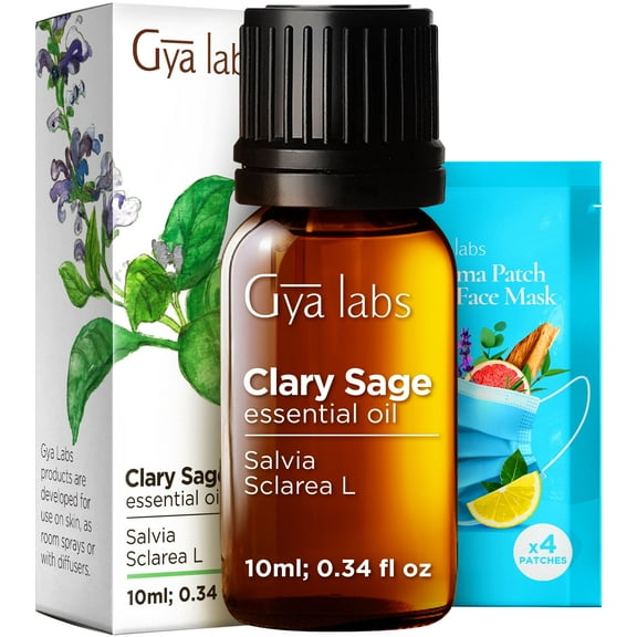 Gya Labs Natural Clary Sage Essential Oil for Diffuser, Elevate Your Well-being with Clary Sage Essential Oil for Skin, Hair, & Aromatherapy - 0.34 fl oz