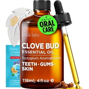 Gya Labs Clove Bud Essential Oil with Aromatherapy Stone - Pure Indonesian Spicy Scent for Oral Care, Diffuser, Skincare & DIY - 4 fl oz