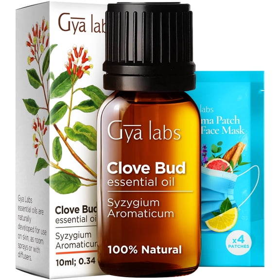 Gya Labs Clove Oil for Oral Care and Discomfort, Clove Oil Essential Oil for Hair, Skin, Teeth and Gums (0.34 fl oz)