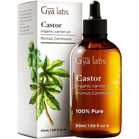 Gya Labs Cosmetics Castor Oil for Eyelashes and Eyebrows - Pure Cold Pressed Castor Oil for Hair, Eyelash & Eyebrow - Unrefined Carrier Oil for Skin, 1.7 fl oz
