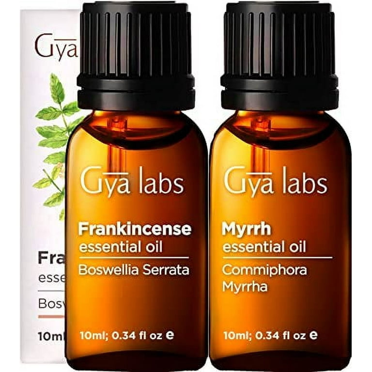 Gya Labs Frankincense and Myrrh Essential Oil for Diffuser & Pain - 100%  Pure Therapeutic Grade Frankincense and Myrrh Essential Oils for Skin &  Candle Making (0.34 fl oz x 2) 