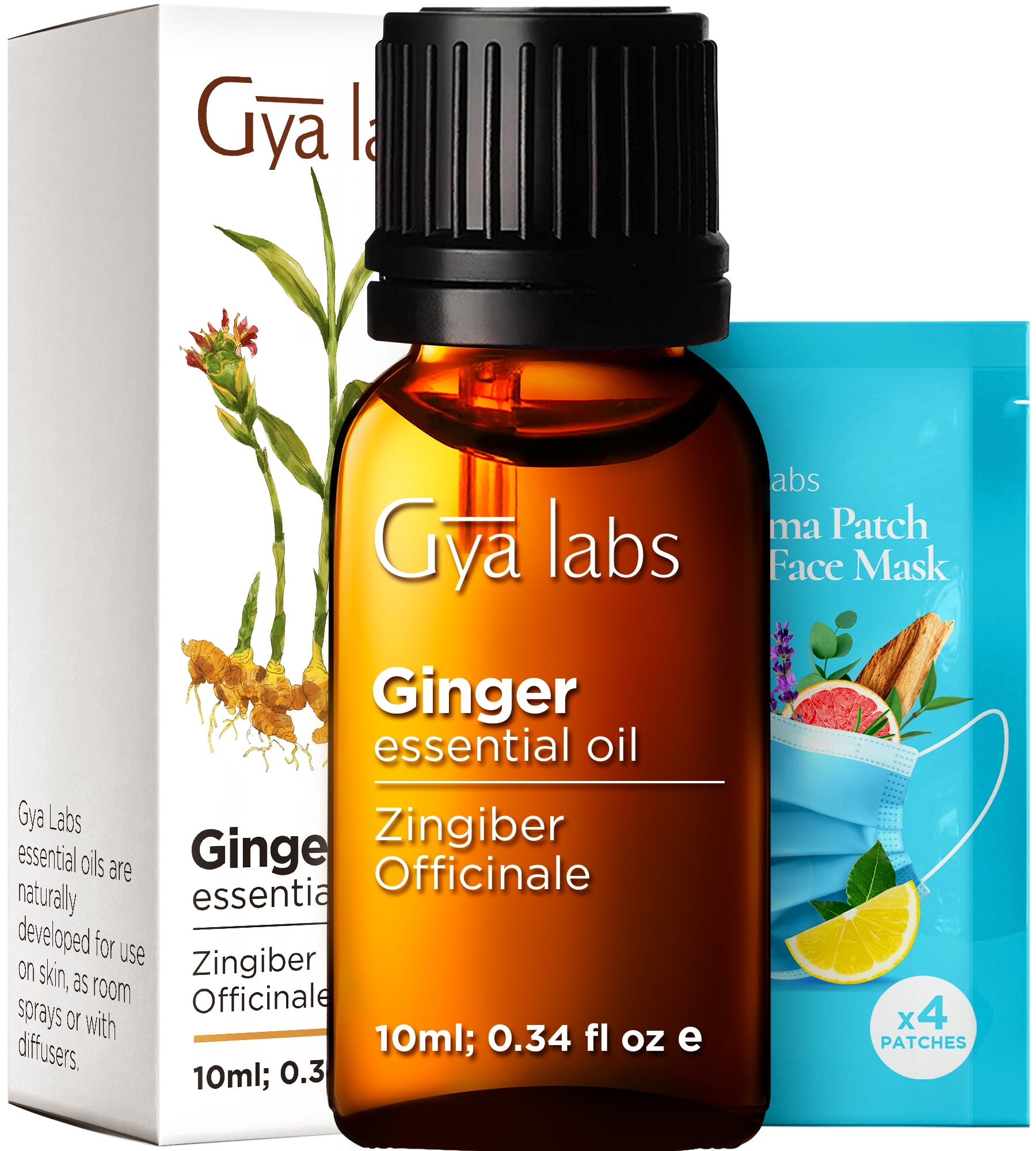 Gya Labs Ginger Oil for Hair, Skin & Diffuser - Natural Ginger Essential Oil for Massage Oil and Comfort (0.34 fl oz)