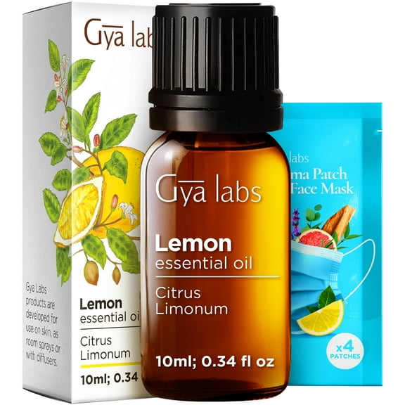 Gya Labs Lemon Essential Oil for Diffuser, Natural Essential Oil Lemon Oil for Skin, Cleaning, Aromatherapy - 0.34 fl oz