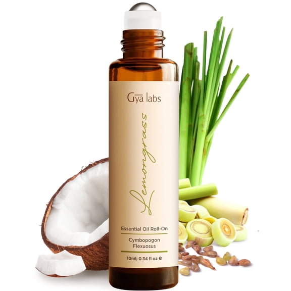 Gya Labs Lemongrass Essential Oil Roll On for Protection & Skin Care (0.34 fl oz)