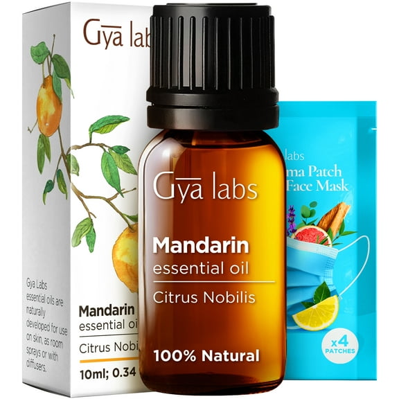 Gya Labs Mandarin Essential Oil for Skin Care & Stress Relief, Alcohol-Free, Non-Irritating Essential Oil for Energy Support - 0.34 Fl Oz