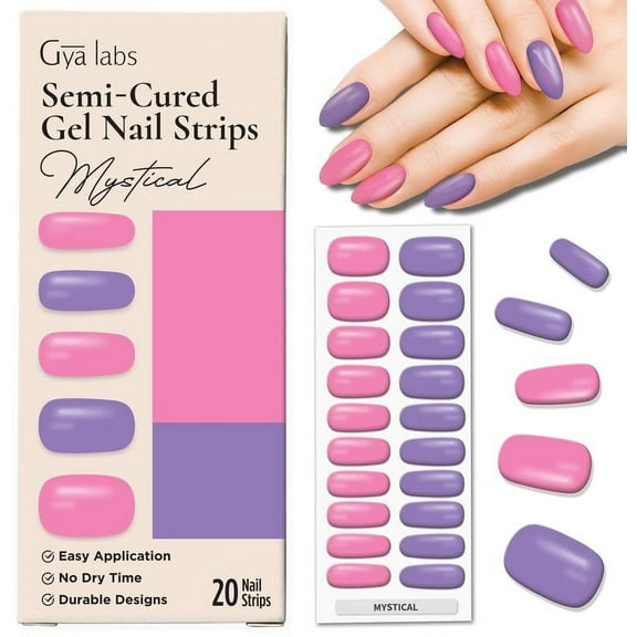 Gya Labs Nail Stickers - Long Lasting Nails for Women - Semi Cured Gel Nail Strips (20 Pcs) - Nail Stickers for Nail Art Kit - Stick on Nails, Nail Art Stickers | Classic - Mystical