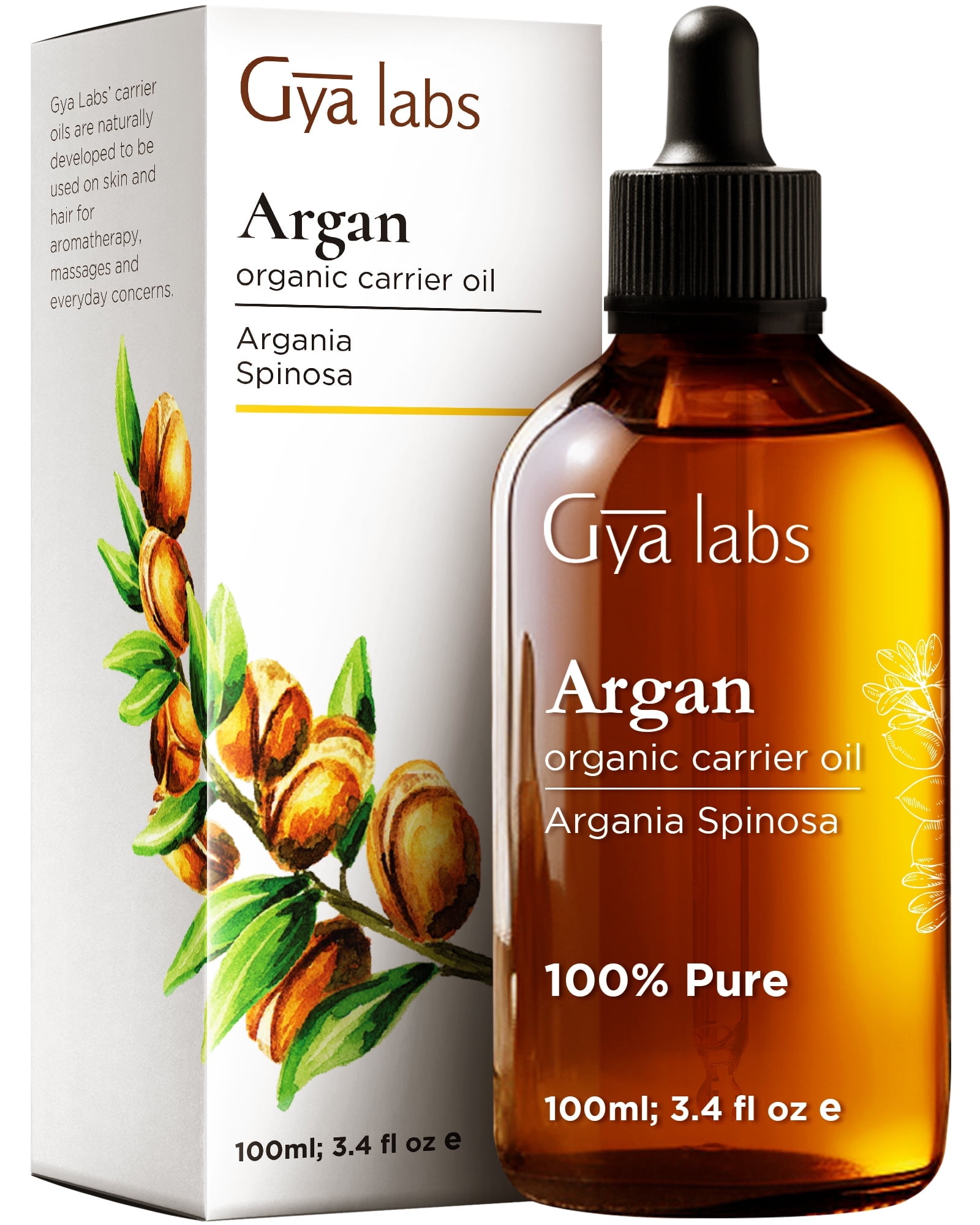 Gya Labs Organic Argan Oil for Hair - Pure Cold-Pressed Moroccan Argan Oil for Skin & Face - Moisturizing Argan Hair Oil for Lotions, Soaps & Hair Conditioners (100ml)