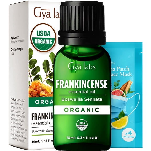 Gya Labs Organic Frankincense Essential Oil - 0.34 fl oz - for Skin, Hair, Diffuser, Aromatherapy, DIY Candle Making Scents