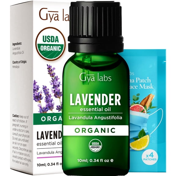 Gya Labs Organic Lavender Essential Oil - 0.34 fl oz - for Skin, Hair, Diffuser, Aromatherapy, DIY Candle Making Scents
