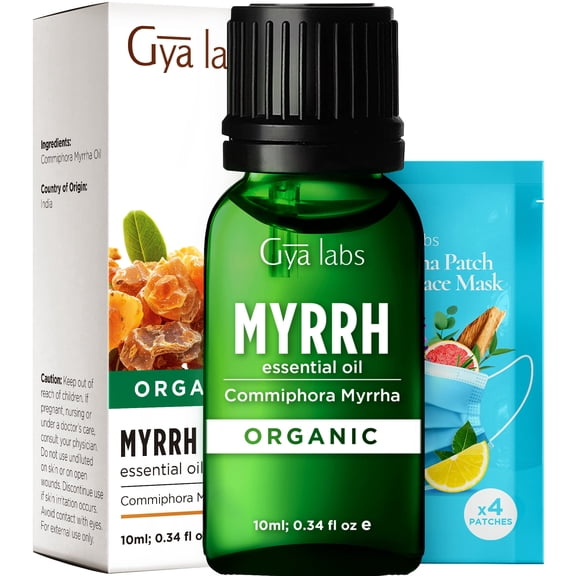 Gya Labs Organic Myrrh Essential Oil - 0.34 Fl Oz - for Skin, Hair, Diffuser, Aromatherapy, DIY Candle Making Scents