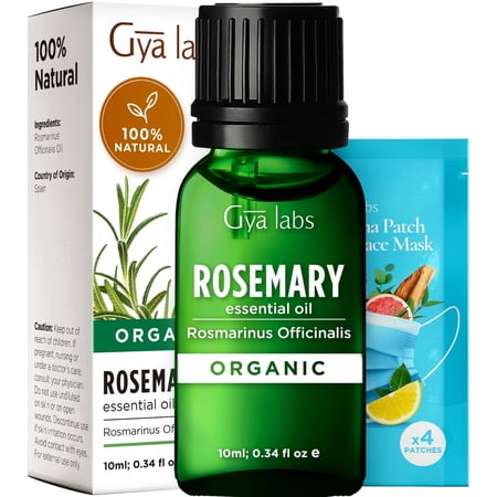 Gya Labs Organic Rosemary Essential Oil for Hair & Scalp - (0.34 fl oz) - Organic Steam Distilled Rosemary Oil for Skin & Diffuser