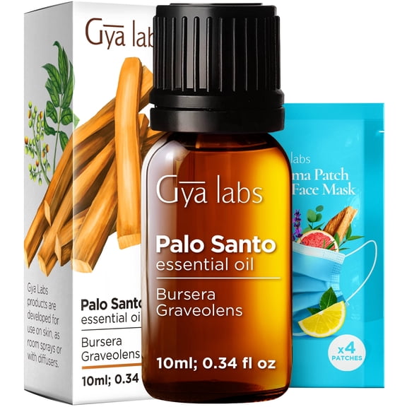 Gya Labs Palo Santo Essential Oil - 0.34 Fl Oz - for Hair, Skin, Diffuser, Aromatherapy & DIY Candle Making Scent