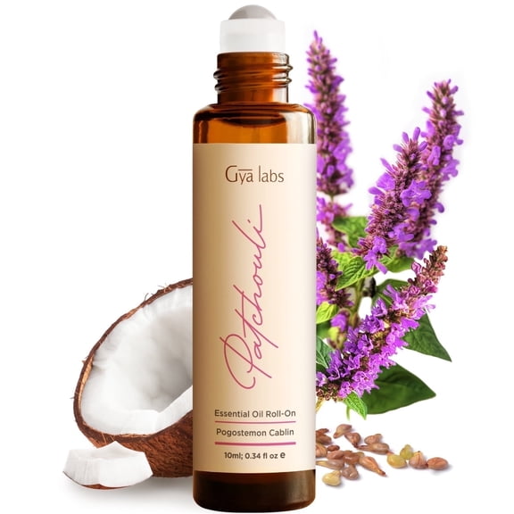 Gya Labs Patchouli Essential Oil Roll On for Stress Relief and Sleep (0.34 fl oz)