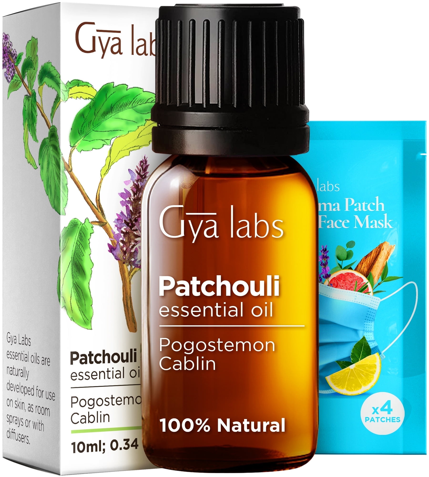 Gya Labs Patchouli Oil for Diffuser & Aromatherapy - Natural Patchouli Essential Oil for Skin and Body, Perfume & Candle Making (0.34 fl oz)