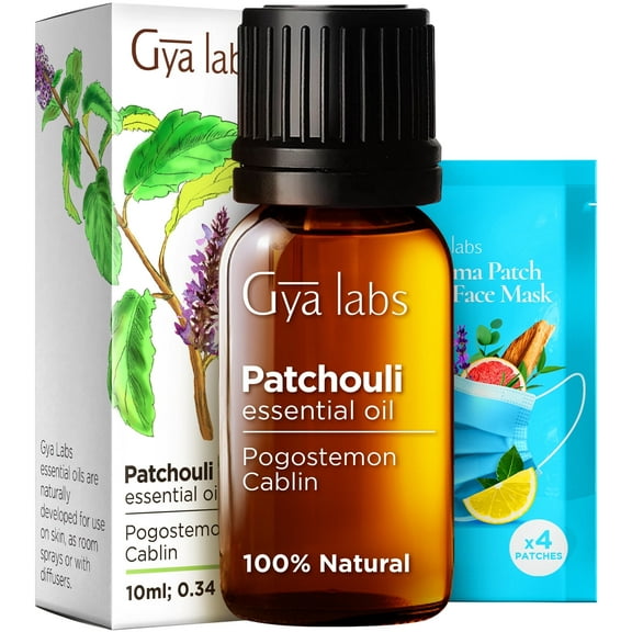 Gya Labs Patchouli Oil for Diffuser & Aromatherapy - Natural Patchouli Essential Oil for Skin and Body, Perfume & Candle Making (0.34 fl oz)