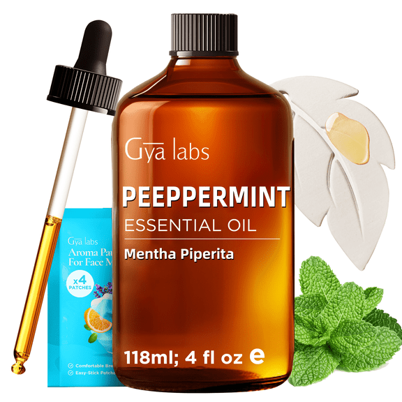 Gya Labs Peppermint Essential Oil with Aromatherapy stone