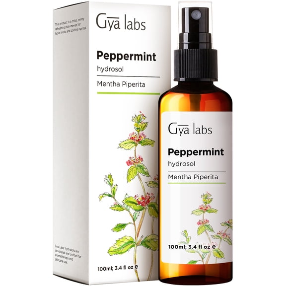 Gya Labs Peppermint Hydrosol for Skin, Hair 3.4 Fl Oz - Peppermint Floral Water Hydrosol Toner for Face & Aromatherapy - Cooling Mist Aromatic Spray for Refreshing Home, Pillows & Linens